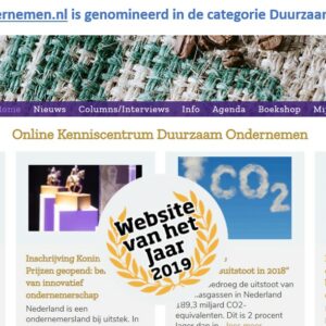 Online Kenniscentrum Duurzaam Ondernemen weer genomineerd voor Website van het Jaar 2019