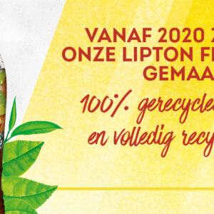 Lipton gaat vanaf 2020 volledig over op flessen gemaakt van 100% gerecycled plastic