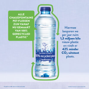 Alle Chaudfontaine PET-flessen nu gemaakt van 100 procent gerecycled plastic