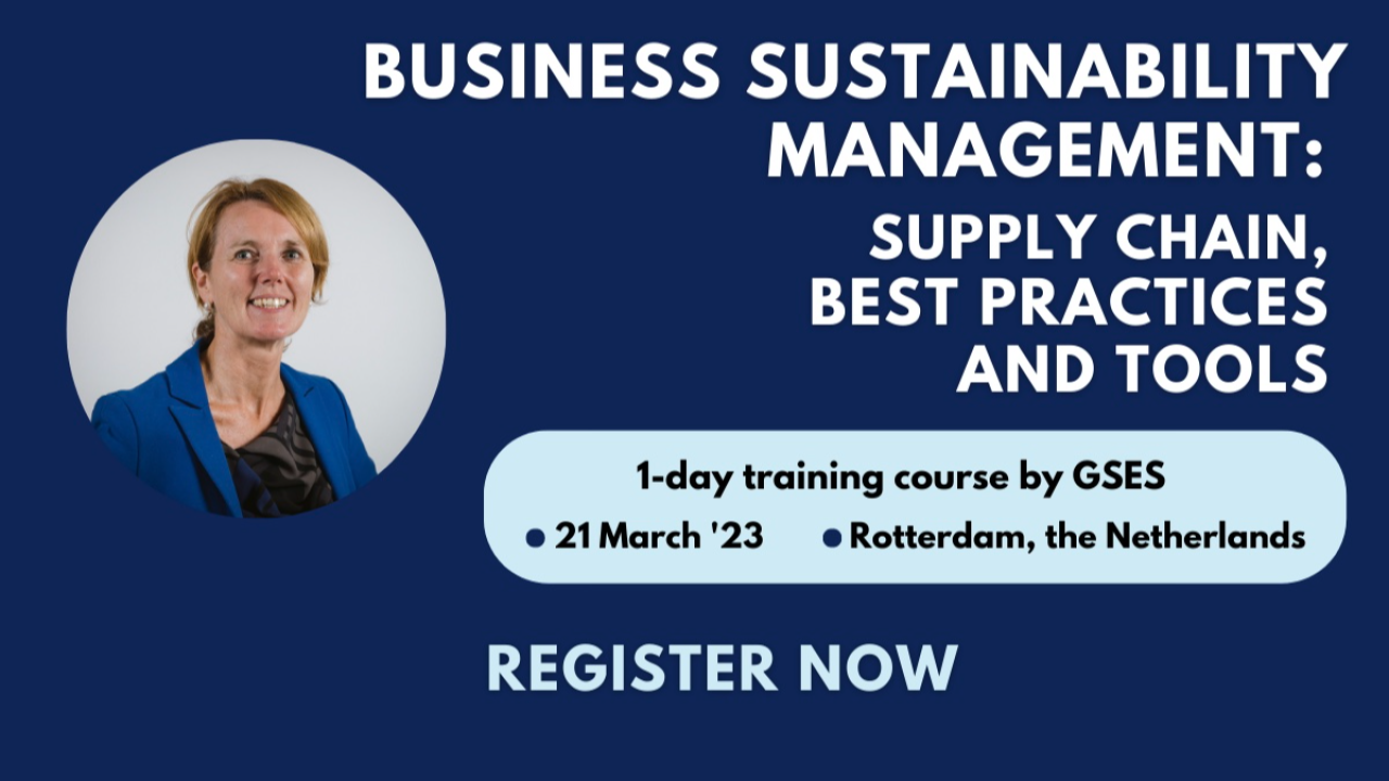 Training 'Business Sustainability management: supply chain, best practices and tools'