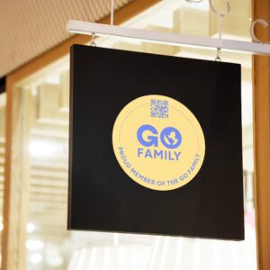 Go Family label on store sign