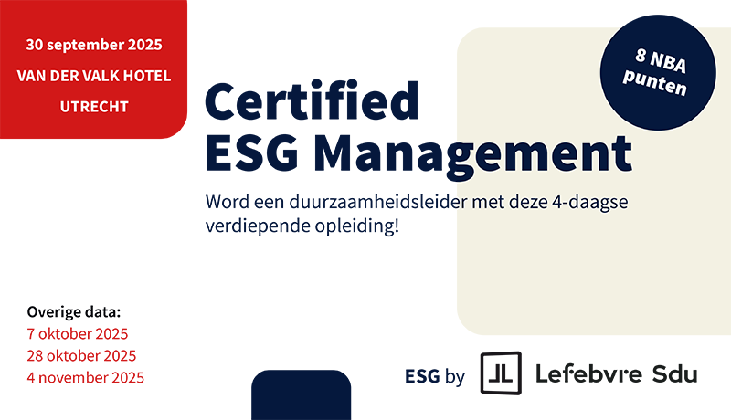 Start opleiding Certified ESG Management