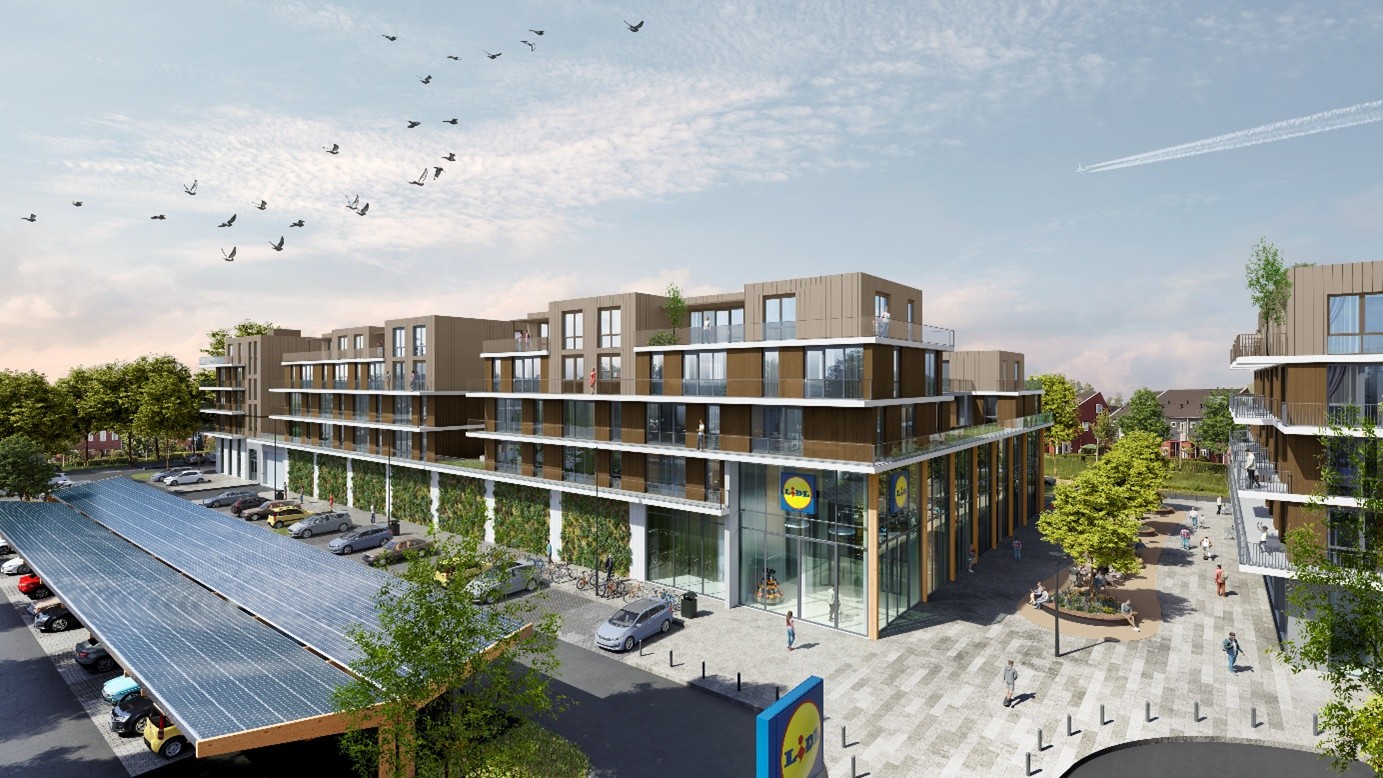 Lidl en Metropool Vastgoedontwikkeling bouwen nieuw duurzaam wijkhart Wijk bij Duurstede
