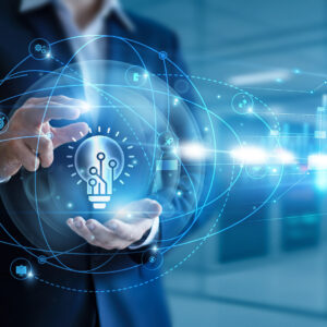 Businessman,Hand,Hold,Innovation,Technology,,Disruptive,Solutions,,Digital,Transformation,,Creative